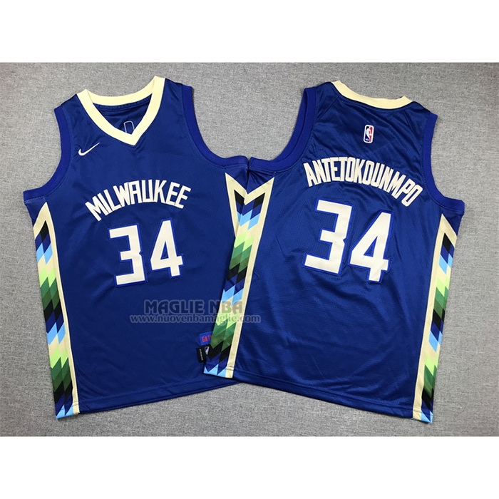 Maglia
 Giannis Antetokounmpo NO 34 Bambino
 Milwaukee Bucks Citta
 2022-23 Blu
